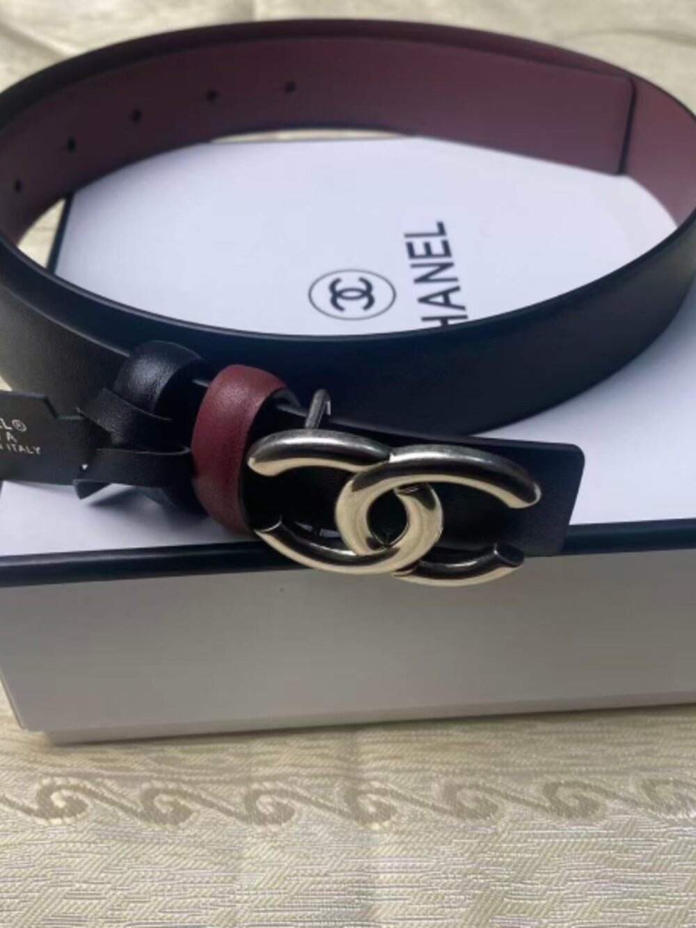 Reversible Leather Chanel CC Logo Belt Size 80cm - Picture 2 of 5